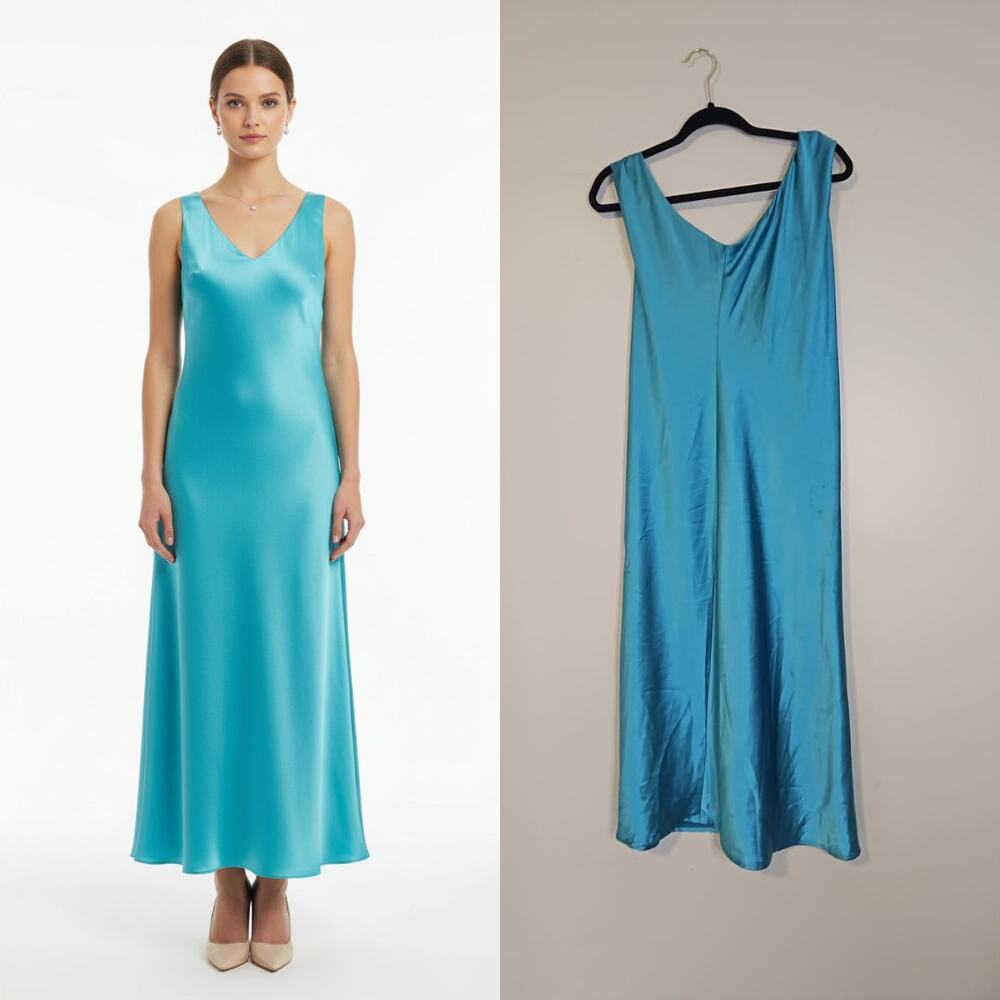Jason Wu Turquoise Satin Sleeveless Midi Dress Size M